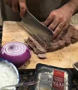 Slicing the Gyro Meat