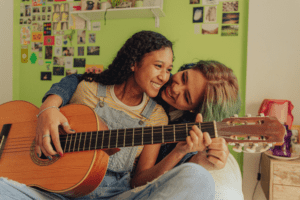 Girls Learning guitar